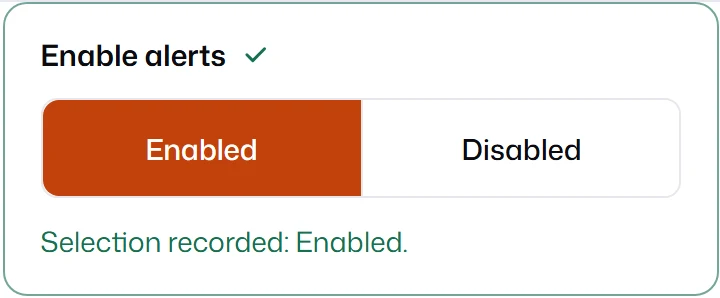 A two-state toggle with Enabled selected.