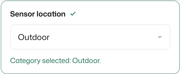 A dropdown set to Outdoor.